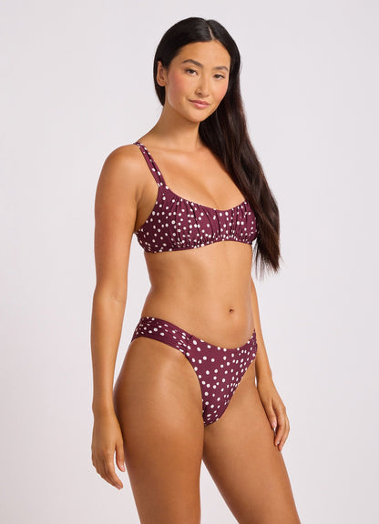 Dolce Dot High Leg Ruched Side Bikini Bottom | Seafolly