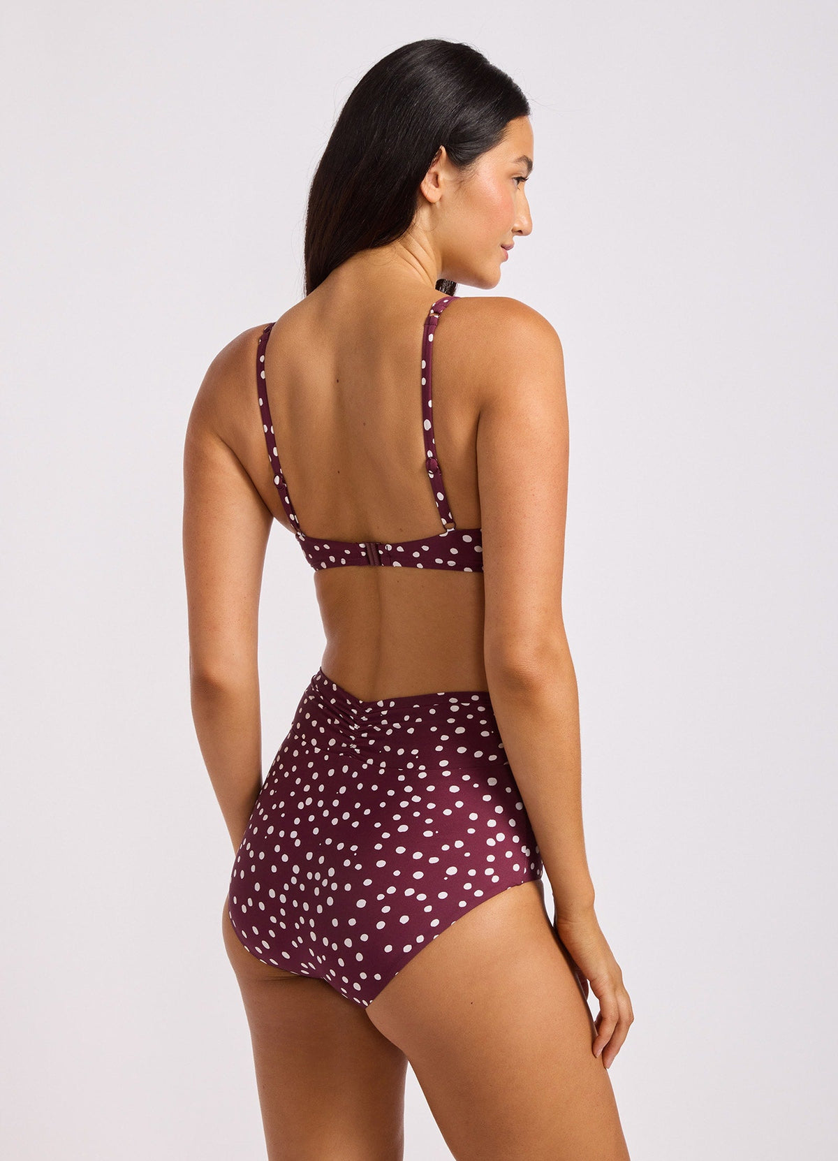 Dolce Dot Ruched Band High Waist Bikini Bottom | Seafolly