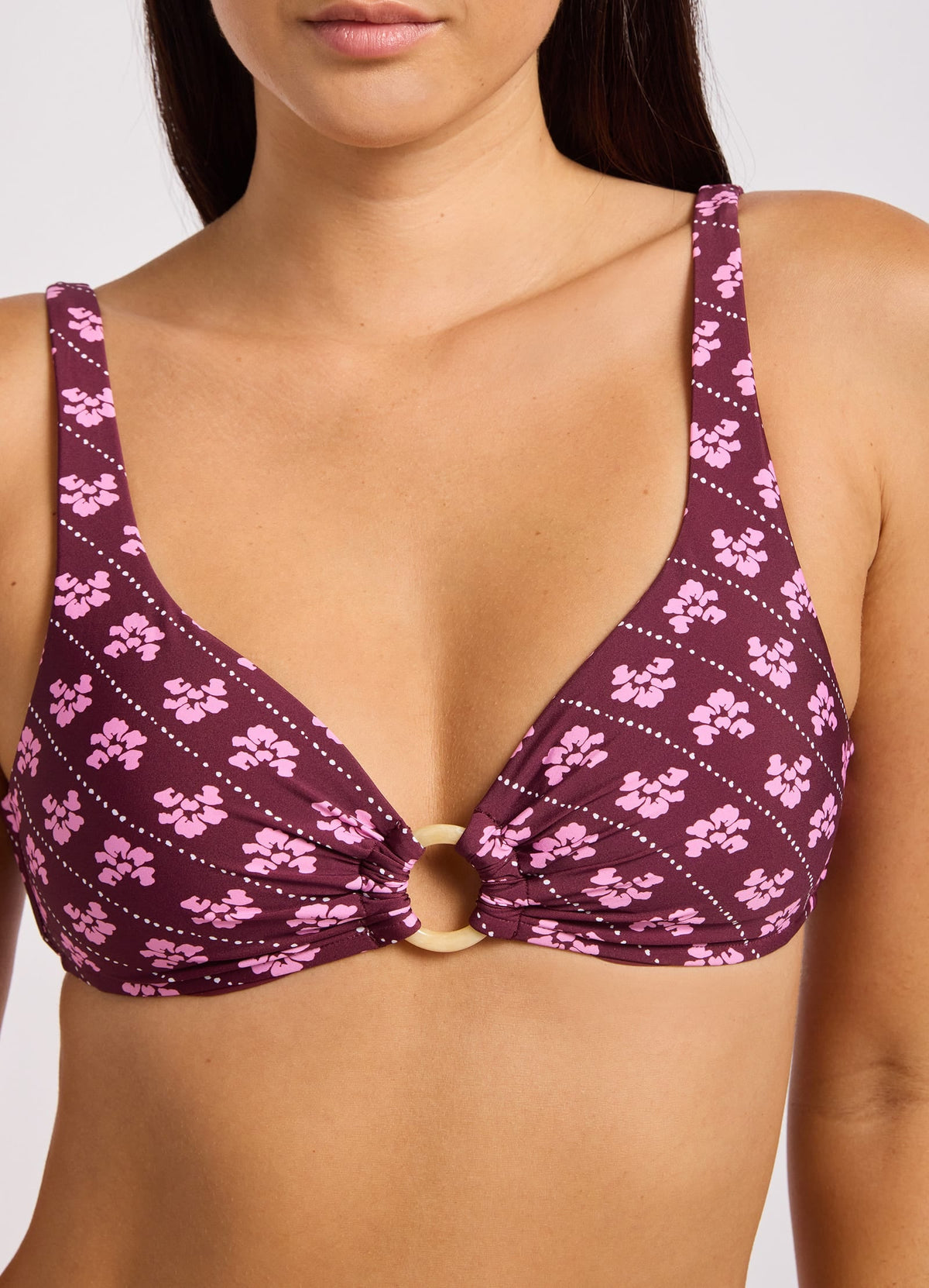 Batik Bloom Multifit Ring Front Tank Bikini Top | Seafolly