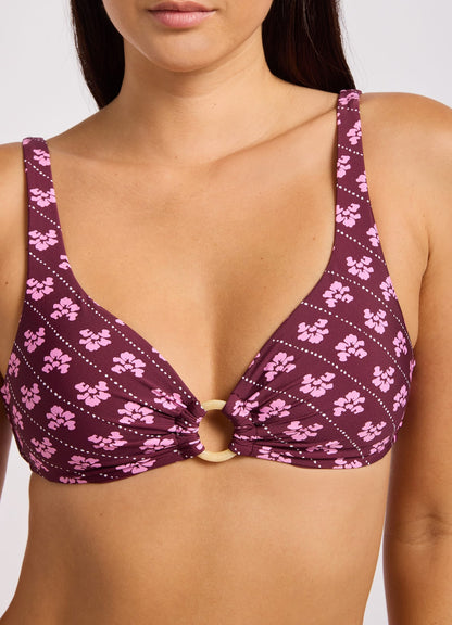 Batik Bloom Multifit Ring Front Tank Bikini Top | Seafolly