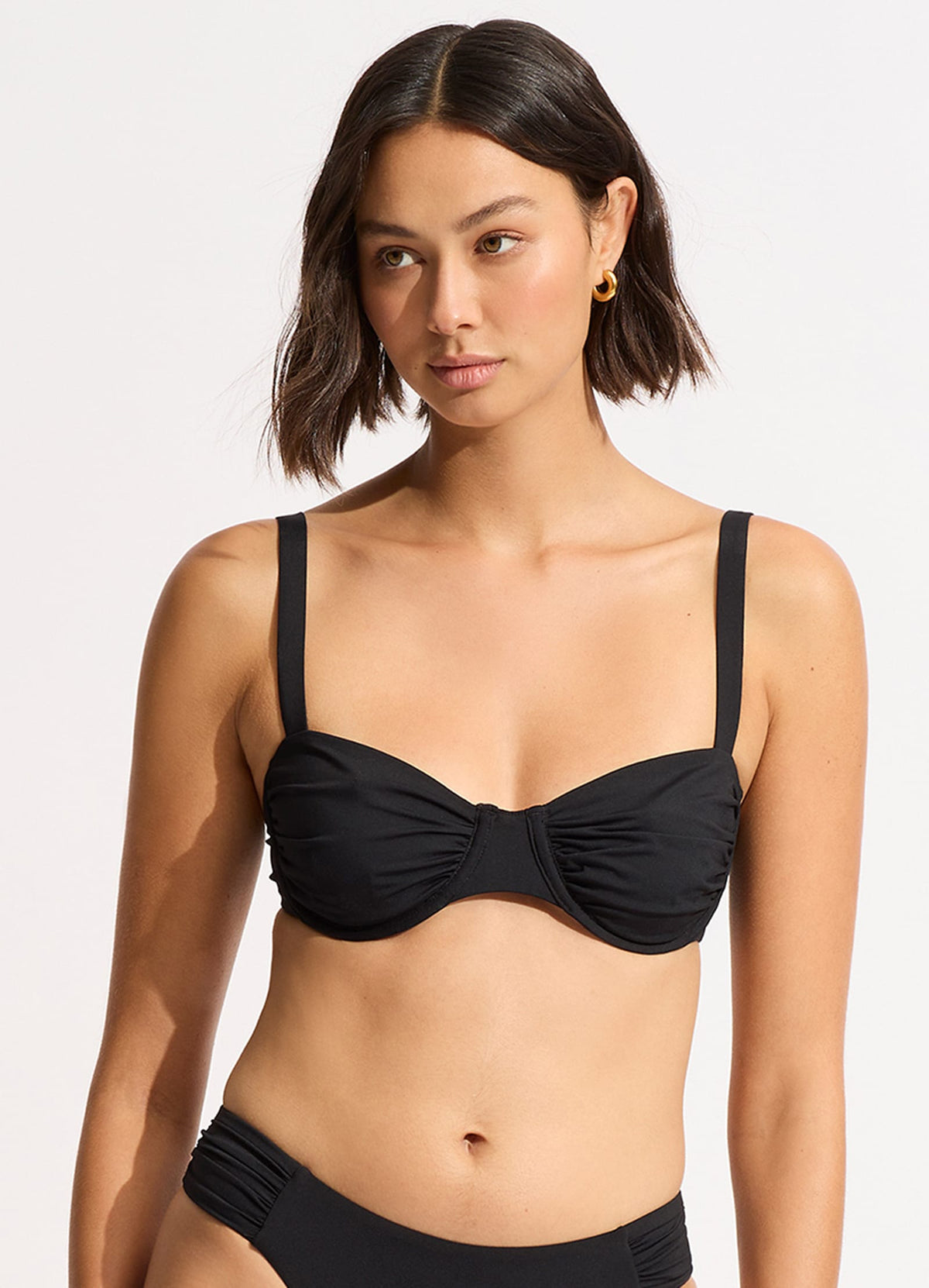 Collective Ruched Underwire Bikini Top - Black | Seafolly