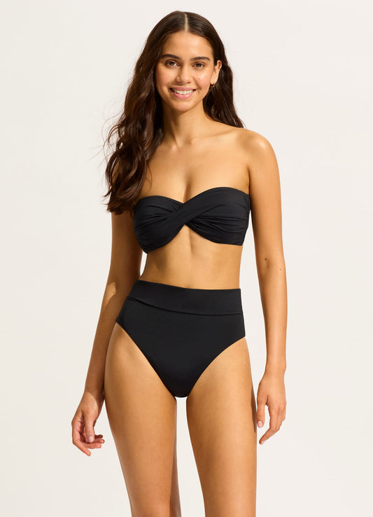 Collective Twist Bandeau Bikini Top - Black | Seafolly