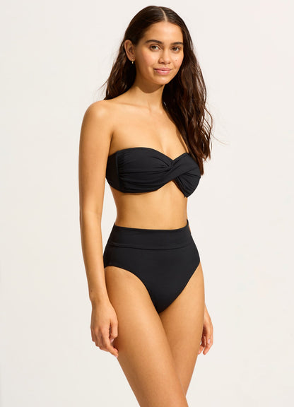 Collective Twist Bandeau Bikini Top - Black | Seafolly