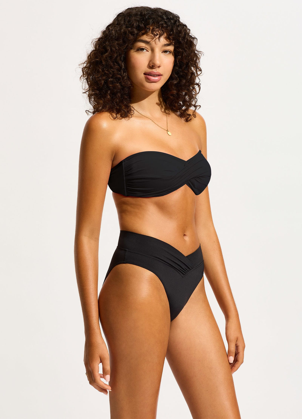 Collective V Front High Cut Bikini Bottom - Black | Seafolly