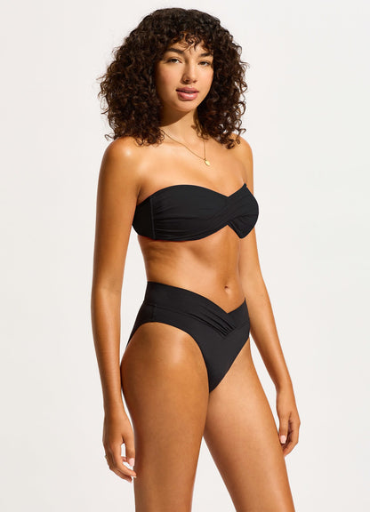 Collective V Front High Cut Bikini Bottom - Black | Seafolly