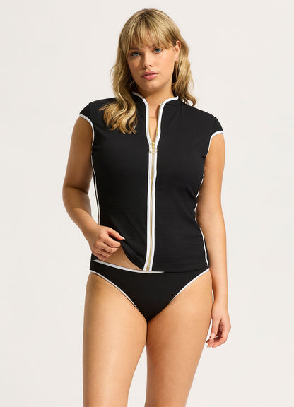 Beach Bound Cap Sleeve Sunvest - Black | Seafolly