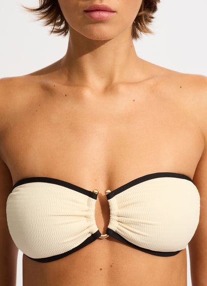 Beach Bound Ring Front Bandeau Bikini Top - Ecru | Seafolly