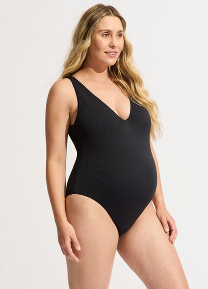 Sea Dive Deep V Neck One Piece - Black | Seafolly