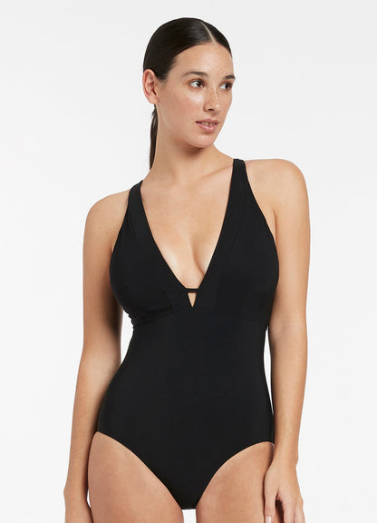 Jetset E-F Clean Plunge One Piece - Black | Seafolly