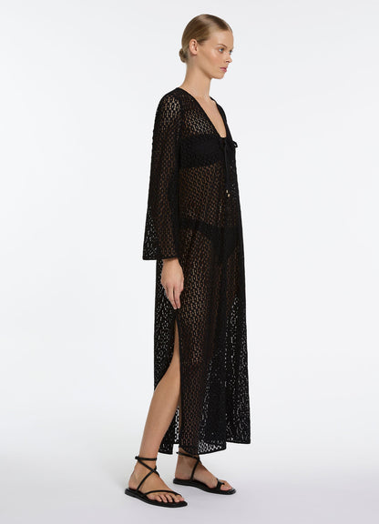 Stretch Lace Maxi Kaftan - Black | Seafolly
