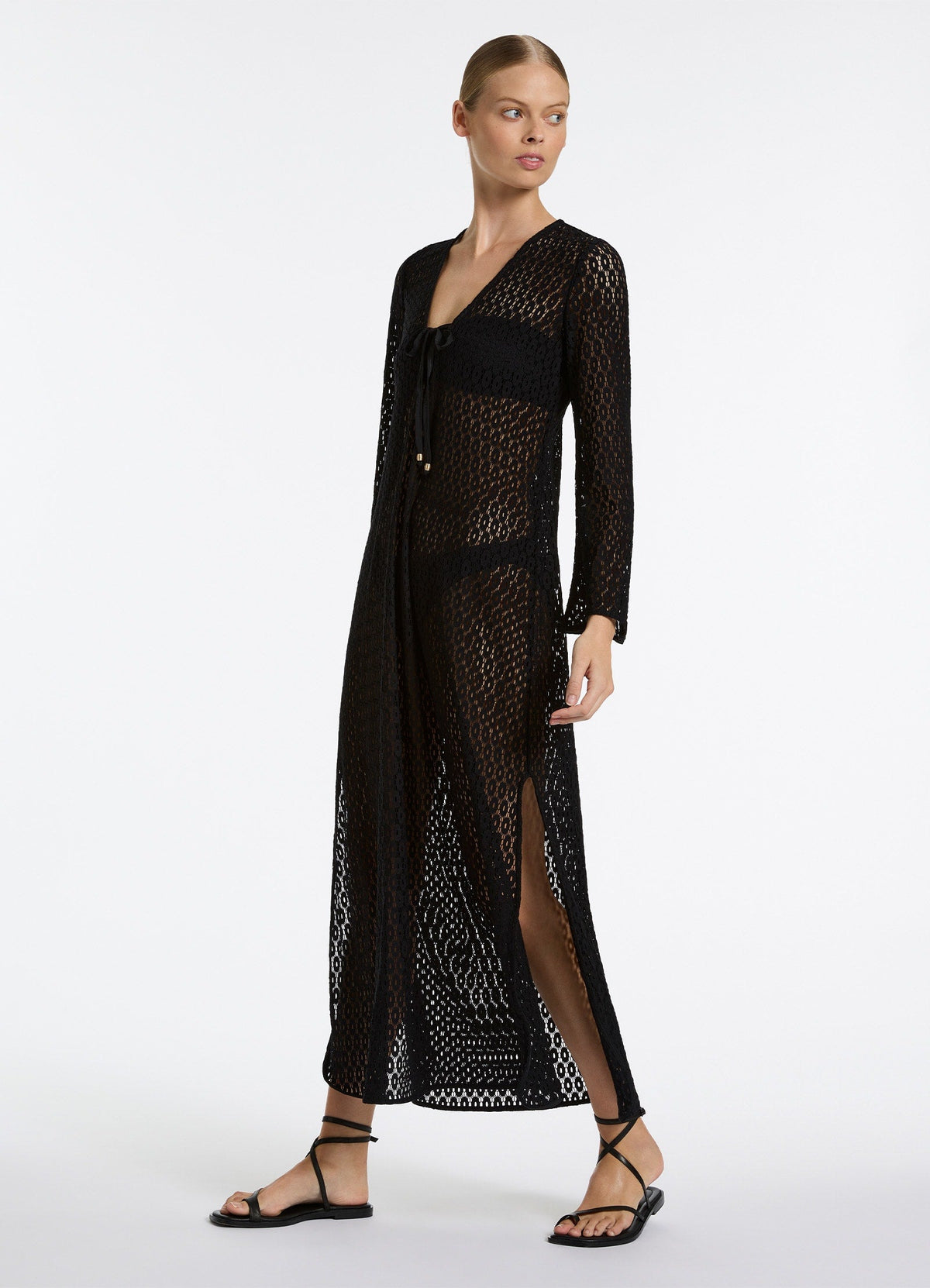 Stretch Lace Maxi Kaftan - Black | Seafolly