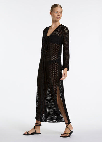 Stretch Lace Maxi Kaftan - Black | Seafolly