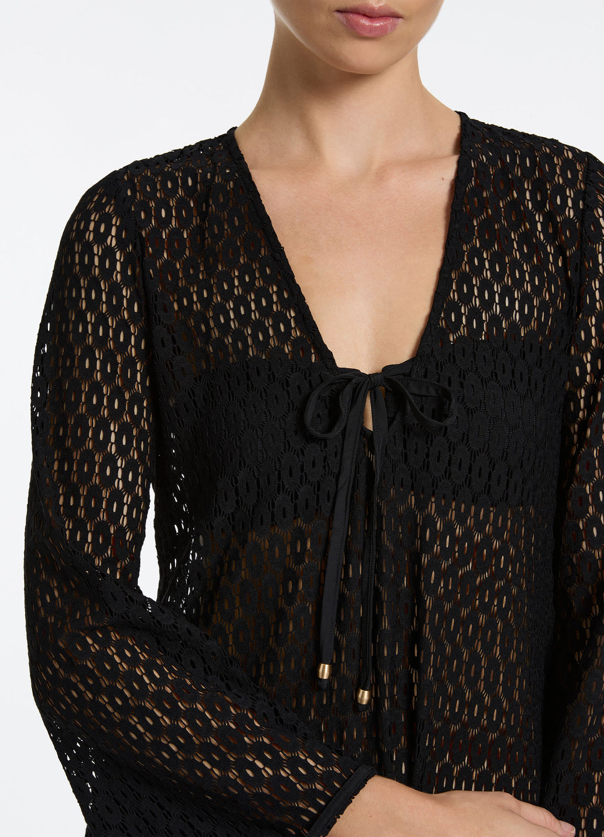 Stretch Lace Maxi Kaftan - Black | Seafolly