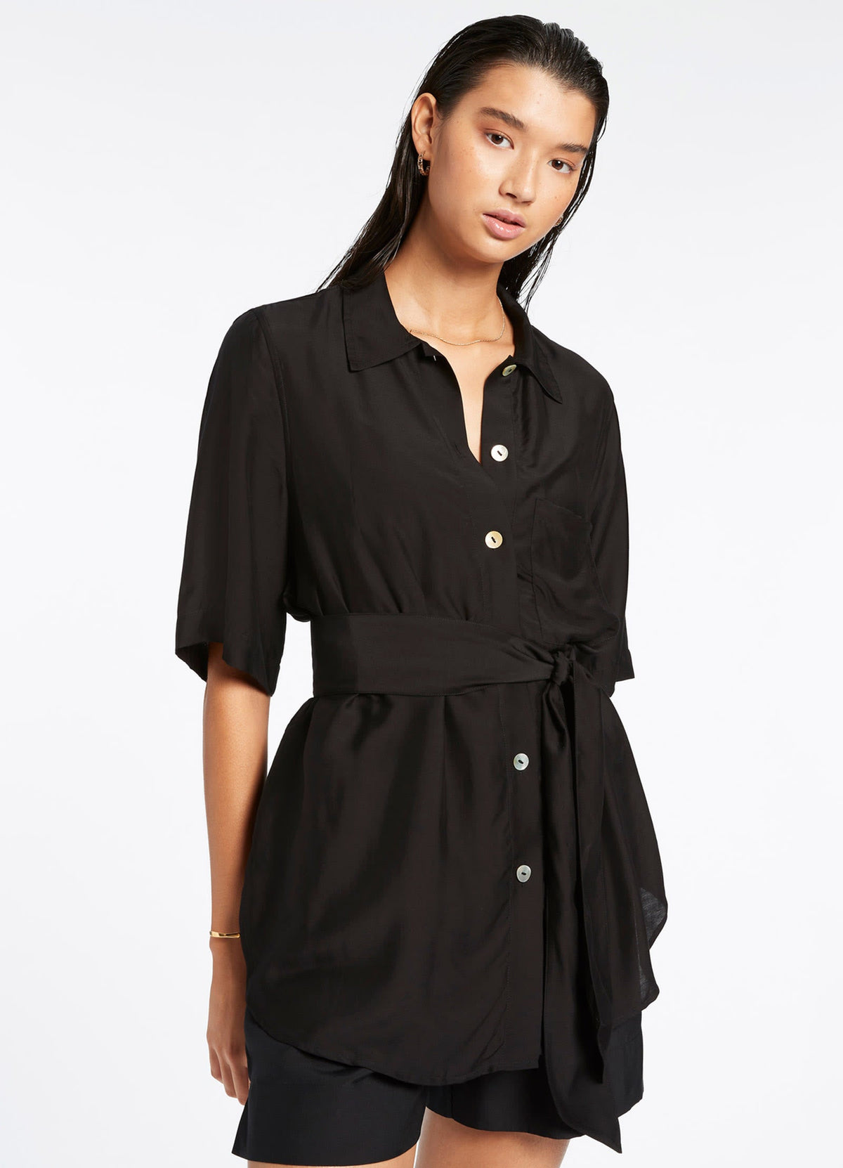 Jetset Short Sleeve Shirt - Black | Seafolly