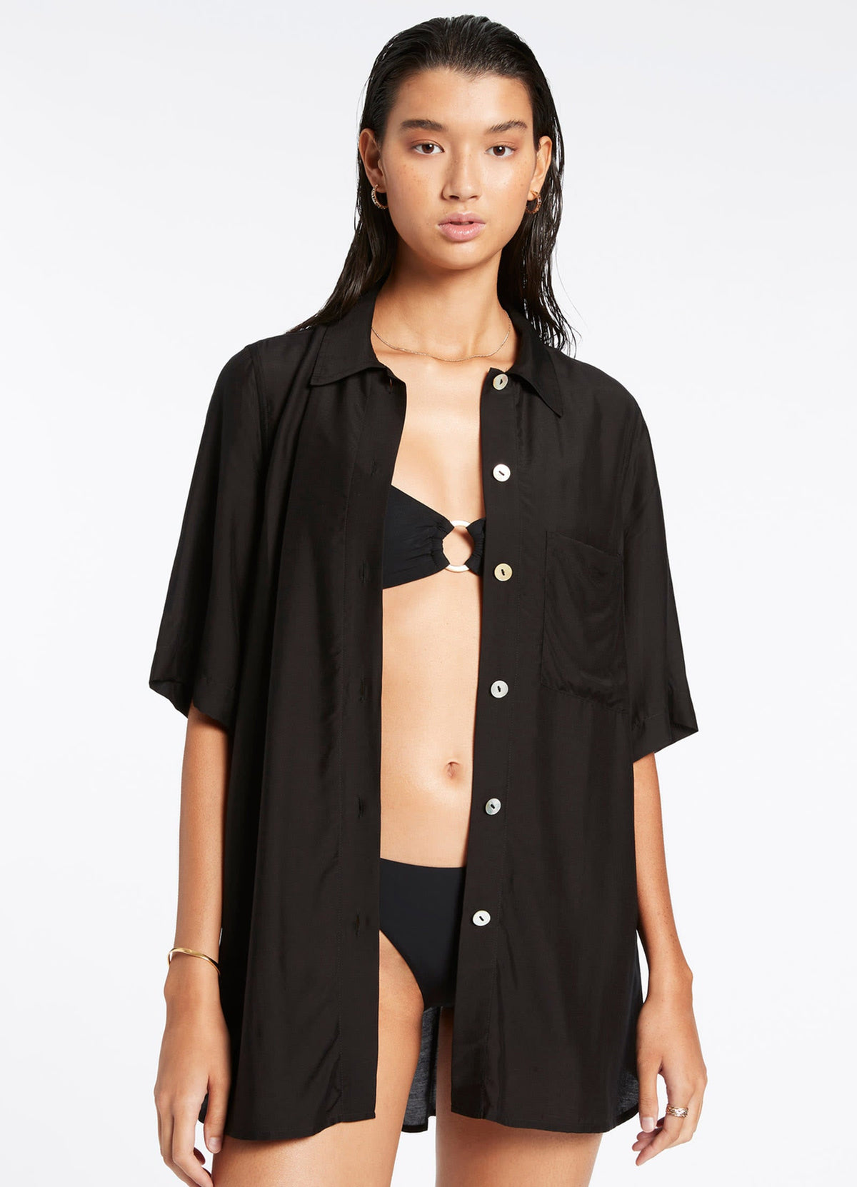 Jetset Short Sleeve Shirt - Black | Seafolly