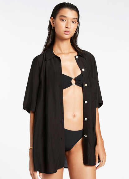 Jetset Short Sleeve Shirt - Black | Seafolly