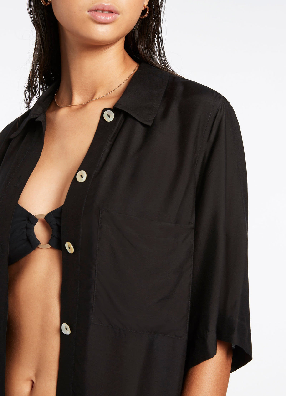 Jetset Short Sleeve Shirt - Black | Seafolly