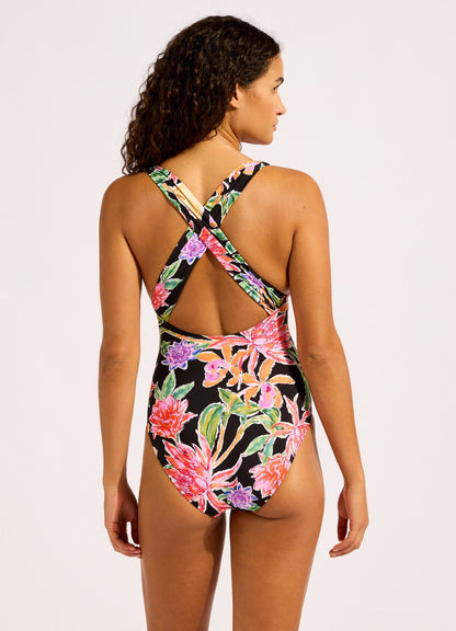 Hothouse Flowers V Neck One Piece Swimsuit | Seafolly