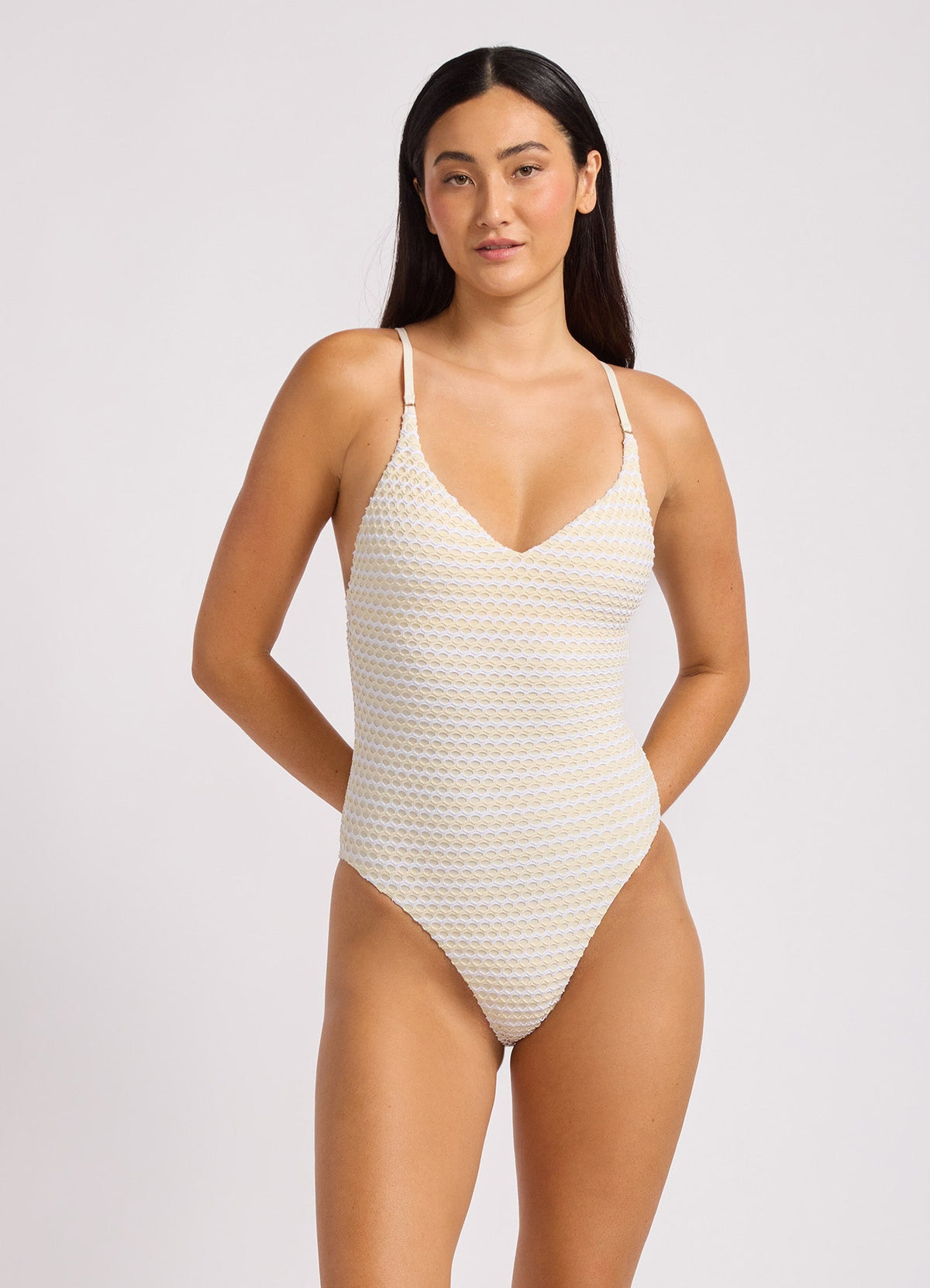 Mesh Effect V Neck One Piece Swimsuit | Seafolly