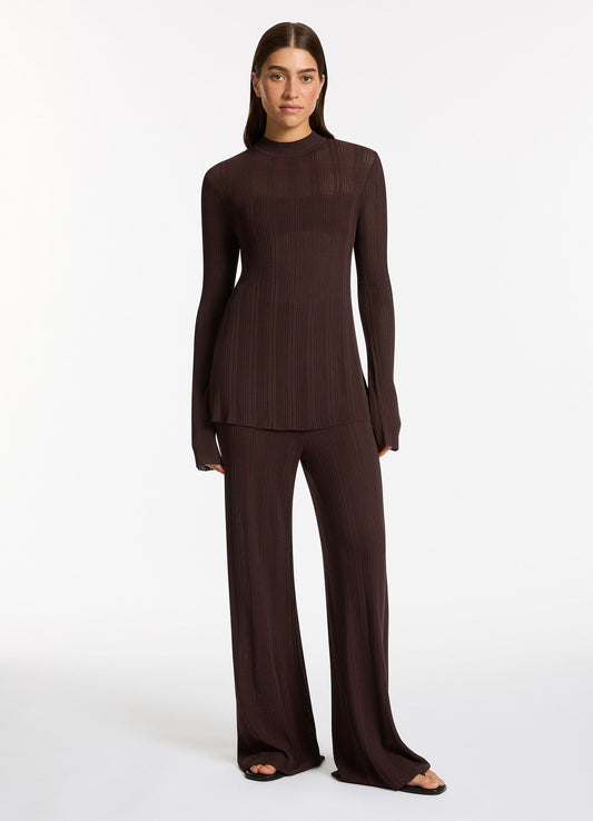 Jetset Knit Long Sleeve Top - Chocolate | Seafolly