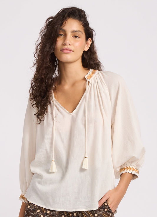 Crinkle Gauze Trim Peasant Blouse | Seafolly